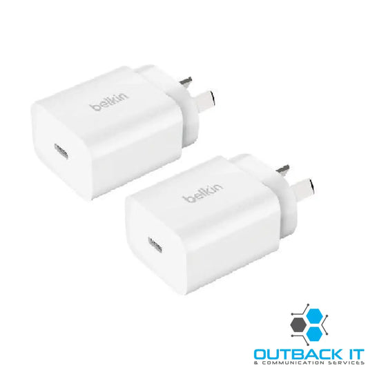 Belkin BoostCharge 20W USB-C PD 3.0 PPS Wall Charger (Pack of 2) - White (WCA007auWH-2PK) Safe & Efficient Compact &