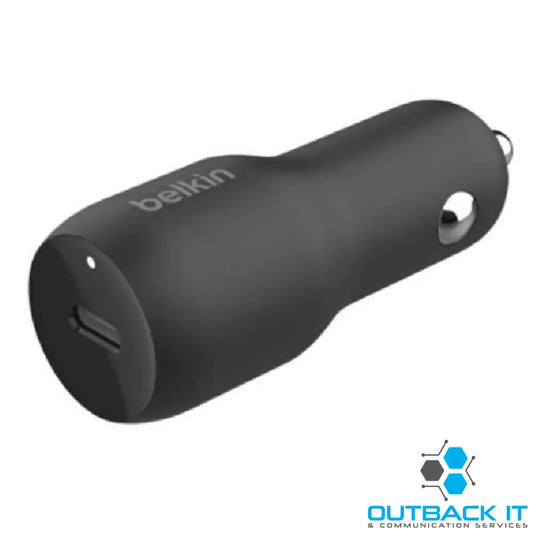 Belkin BoostCharge 30W USB-C PD PPS Car Charger - Black (CCA004btBK) Dynamic Power Delivery Compact Design USB-IF