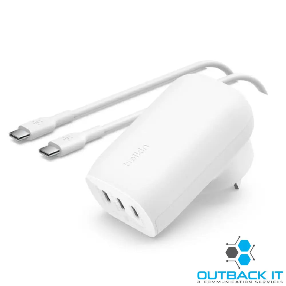 Belkin BoostCharge 67W 3-Port USB-C PPS Wall Charger + USB-C to USB-C Cable – White (WCC002au2MWH-B6) 20W 2-Ports 25W