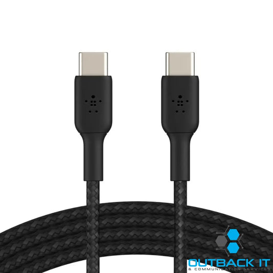 Belkin BoostCharge Braided USB-C to USB-C Cable (0.15M) - White (CAB004bt0MWH),60W,480Mbps,30K + Bends