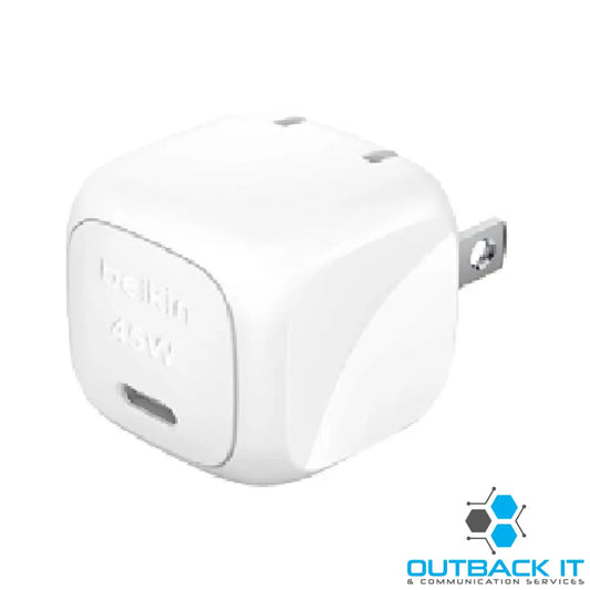Belkin BoostCharge Compact 45W USB-C PD 3.1 Wall Charger - White (WCA013auWH) Dynamic Power,Safe & Efficient Compact &