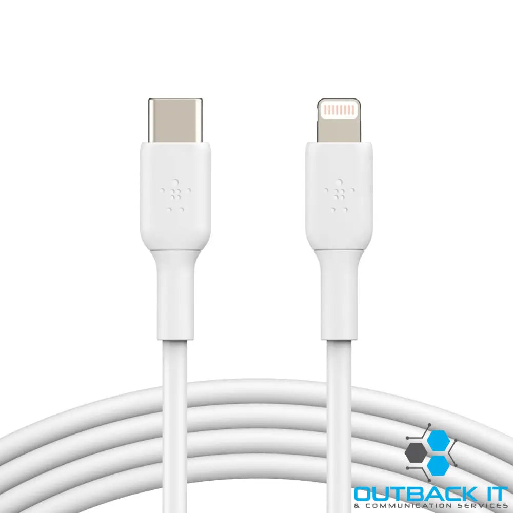 Belkin BoostCharge Lightning to USB-C Cable (1M) - White (CAA003bt1MWH) 18W 480Mbps 25K + Bends Apple iPhone/iPad