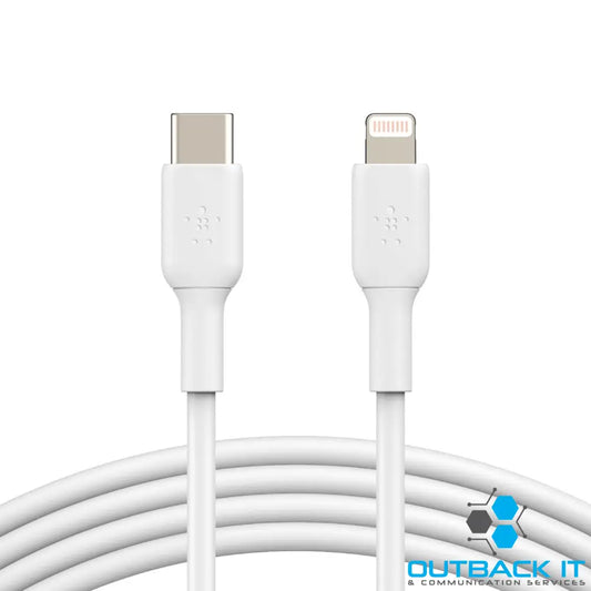 Belkin BoostCharge Lightning to USB-C Cable (1M) - White (CAA003bt1MWH) 18W 480Mbps 25K + Bends Apple iPhone/iPad