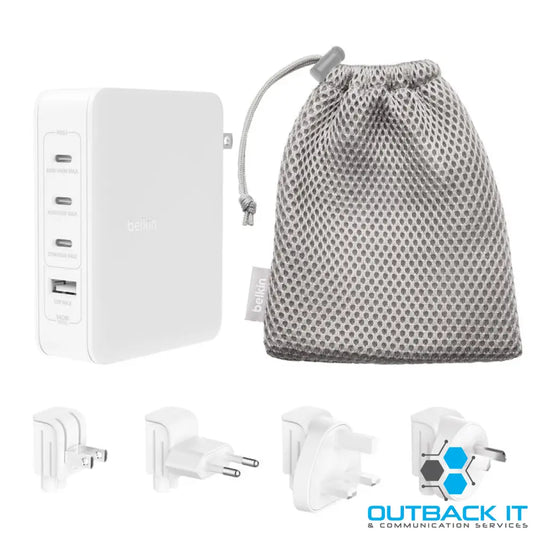 Belkin BoostCharge Pro 140W USB-C (PD 3.1) 4-Port GaN Wall Charger - White (WCH014BTWH-V3) 3x USB-C 1xUSB-A