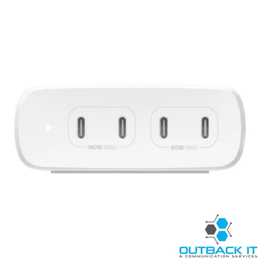 Belkin BoostCharge Pro 200W USB-C (PD 3.0) 4-Port GaN Wall Charger - White (WCH015AUWH) 140W Max Single Port Universal