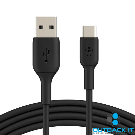 Belkin BoostCharge USB-C to USB-A Cable (3M) - Black (CAB001bt3MBK) 15W 480Mbps,25K + Bends Samsung Galaxy,iPad USB-IF