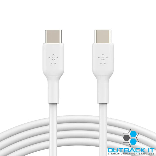 Belkin BoostCharge USB-C to USB-C Cable (1M) - White (CAB003bt1MWH) 60W 480Mbps 25K + Bends Samsung Galaxy iPad USB-IF