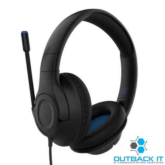Belkin SoundForm Inspire USB-C Wired Over-Ear Headset for Kids - Black (AUD007fqBK) 85db Volume 3.5mm Safe Sound for