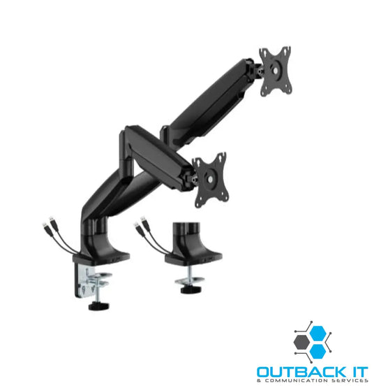Brateck LDT82-C024UC DUAL SCREEN HEAVY-DUTY GAS SPRING MONITOR ARM WITH USB PORTS For most 17’~35’ Monitors Matte