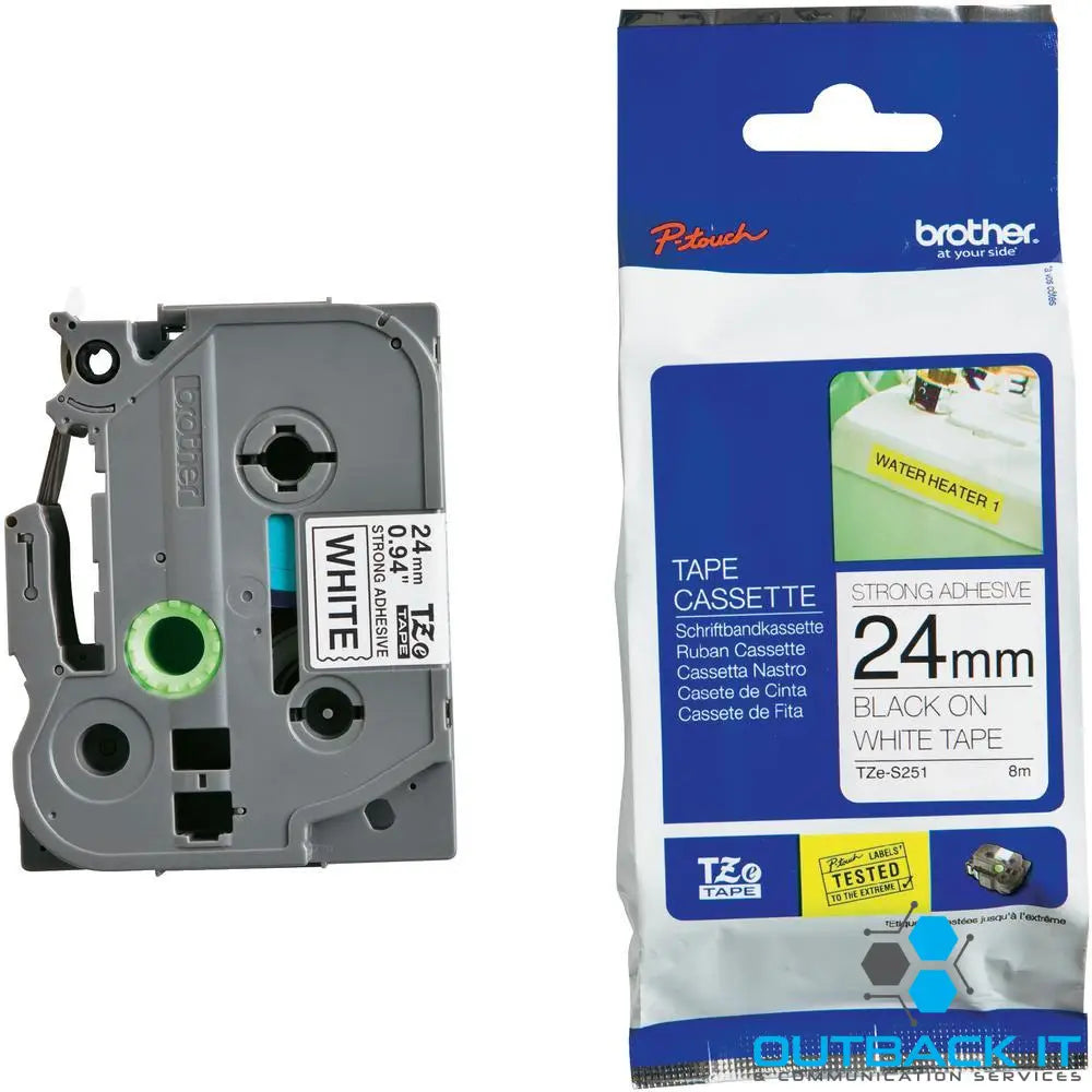 Brother 24MM Black White Tape Strong Adhesive TZE Tape Brother - LABELLERS