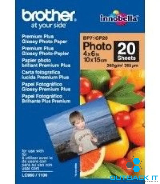 Brother 6x4 Prem Gloss Paper 20Pk 260 GSM (LS) Brother - INKJET ACCESSARIES