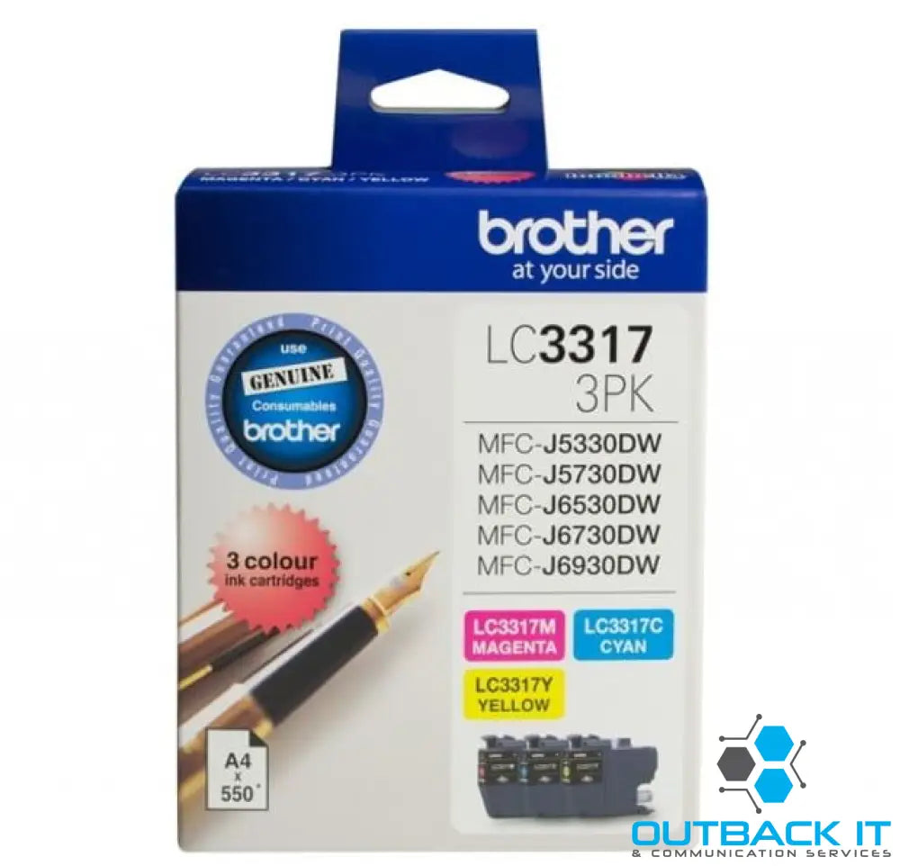 Brother LC-3317 Colour Value Pack 1XCyan 1X Magenta 1X Yellow Brother Printer Consumable - INKJET