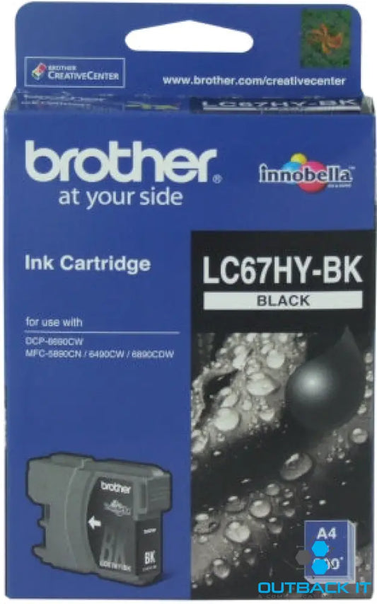 Brother LC-67HYBK Black High Yield Ink Cartridge -DCP-6690CW MFC-5890CN/6490CW/6890CDW - up to 900 pages Brother