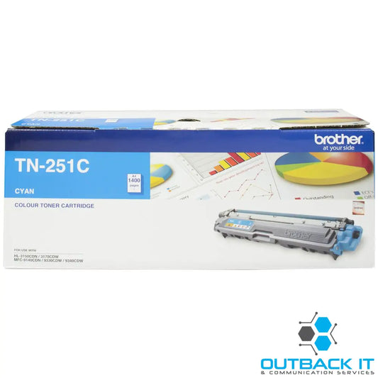 Brother TN-251C CYAN TONER CARTRIDGE TO SUIT HL-3150CDN/3170CDW/MFC-9140CDN/9330CDW/9335CDW/9340CDW /DCP-9015CDW(1,400