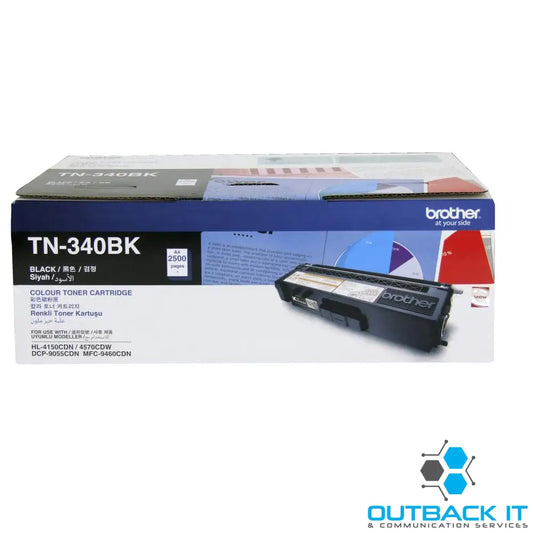 Brother TN-340BK Colour Laser Toner - Standard Yield Black HL-4150CDN/4570CDW DCP-9055CDN MFC-9460CDN/9970CDW - 2500