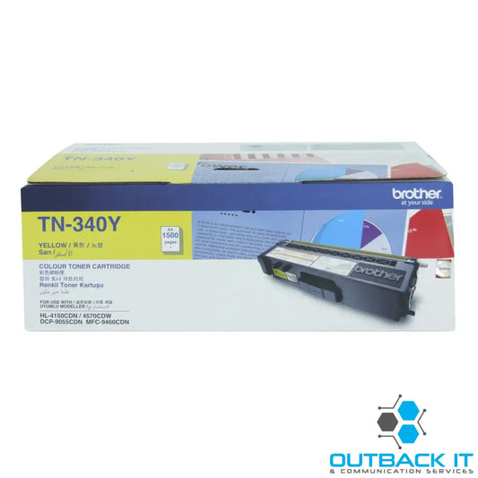 Brother TN-340Y Colour Laser Toner- Standard Yield Yellow HL-4150CDN/4570CDW DCP-9055CDN MFC-9460CDN/9970CDW - 1500