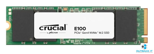 Crucial E100 1TB Gen4 NVMe SSD 5000/4500 MB/s R/W 80TBW 350K/460K IOPS 1M hrs MTTF M.2 2280 PCIe4 3yrs ~Crucial P3