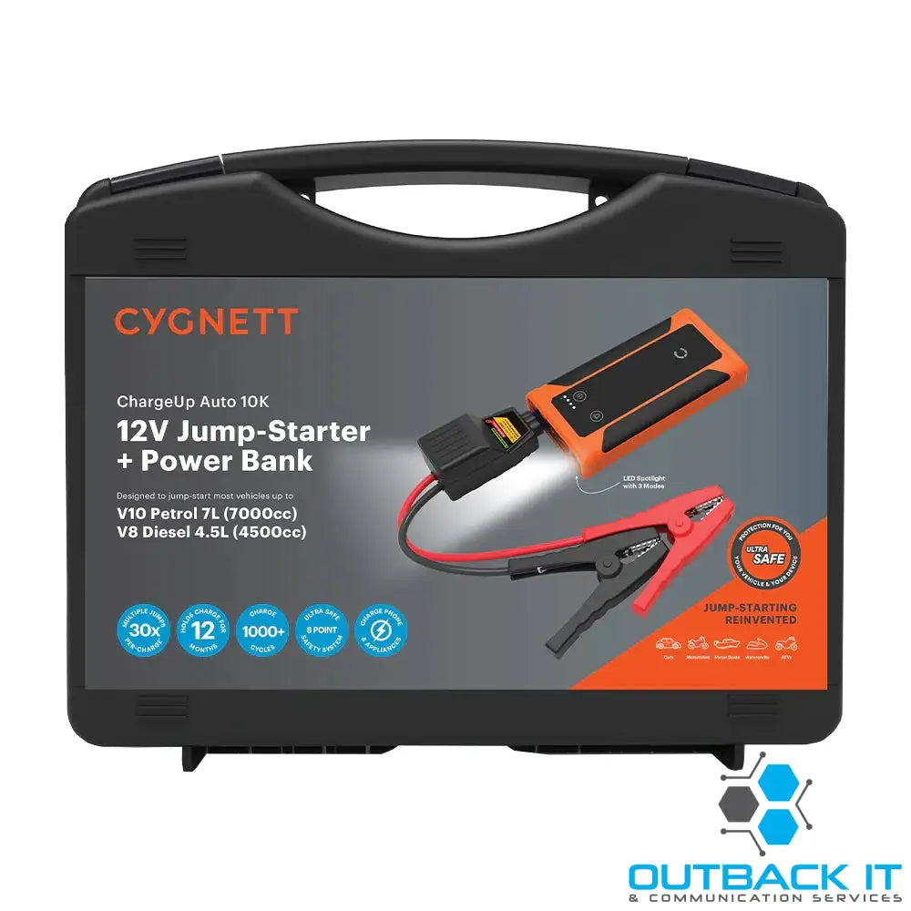 Cygnett ChargeUp Auto 10K mAh Jump-Starter & Power Pack-Orange(CY3577CHAUT),Vehicle Jump Starter Up to V10 Petrol 7L V8
