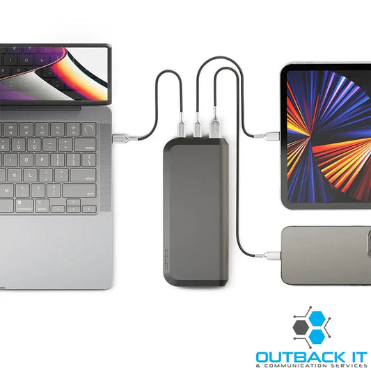 Cygnett ChargeUp Pro 20K mAh Laptop Power Bank - Black(CY4130PBCHE),2xUSB-C(65W PD/18W),1xUSB-A 18W,Total 65W,USB-C