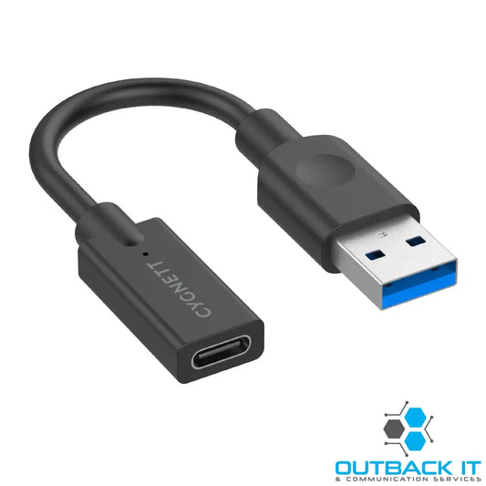Cygnett Essentials USB-A Male to USB-C Female (10CM) Cable Adapter - Black(CY3321PCUSA),5GBPS Fast Data