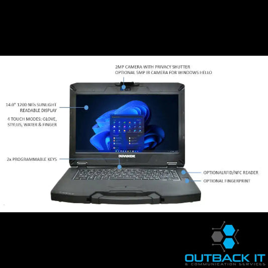 DURABOOK S14I 14’ FHD Intel® Core™ Ultra 5 125U Windows 11 16GB RAM 256GB PCIe SSD,Wi-Fi 7 Bluetooth v5.4 2MP Front