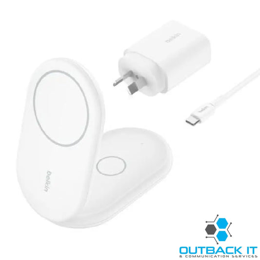 EOL Belkin BoostCharge 2-in-1 Magnetic Wireless Foldable Charger with Qi2 15W - White (WIZ028auWH) Fast Wireless