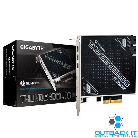 Gigabyte CARD THUNDERBOLTS 5 1.0 add-in card Intel® JHL9580 Thunderbolt™ 5 controller Dual Thunderbolt™ 5 Ports up to