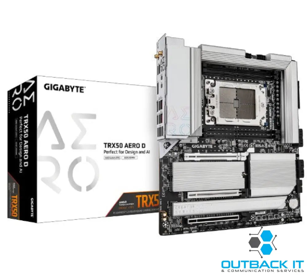 Gigabyte TRX50 AERO D AMD Ryzen Motherboard 4x DDR5~256GB,2x PCIe x16 slots 4x M.2 8x SATA 6Gb/s connectors 11x USB 3.2