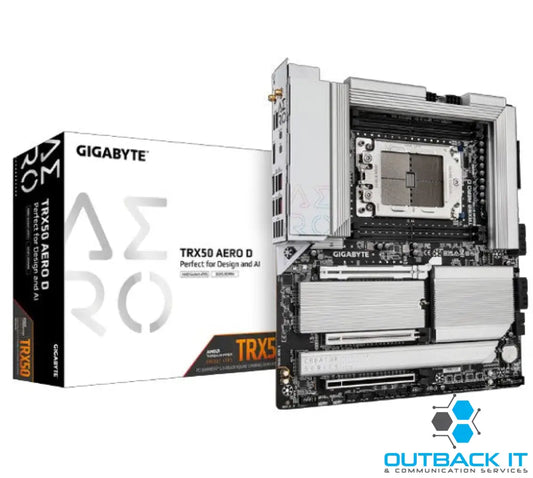 Gigabyte TRX50 AERO D AMD Ryzen Motherboard 4x DDR5~256GB,2x PCIe x16 slots 4x M.2 8x SATA 6Gb/s connectors 11x USB 3.2