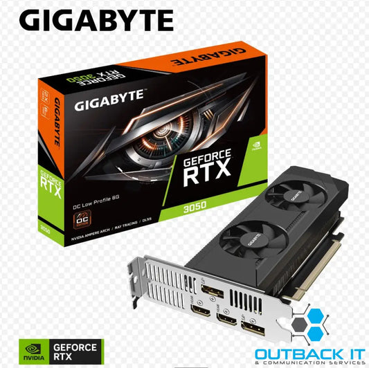 GigabyteGeForce RTX™ 3050 OC Low Profile 6G 1477 MHz CUDA 2304 14000 MHZ GDDR6 96 bit PCI-E 4.0 PSU 300W DP1.4a*2 HDMI
