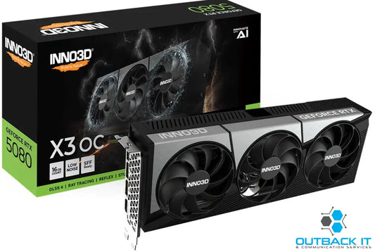 INNO3D nVidia GeForce RTX 5080 X3 OC 16GB GDDR7 2640MHz Boost Clock RAM 30 Gbps 3xDP 1xHDMI 300x120x50mm PCI-E nVidia
