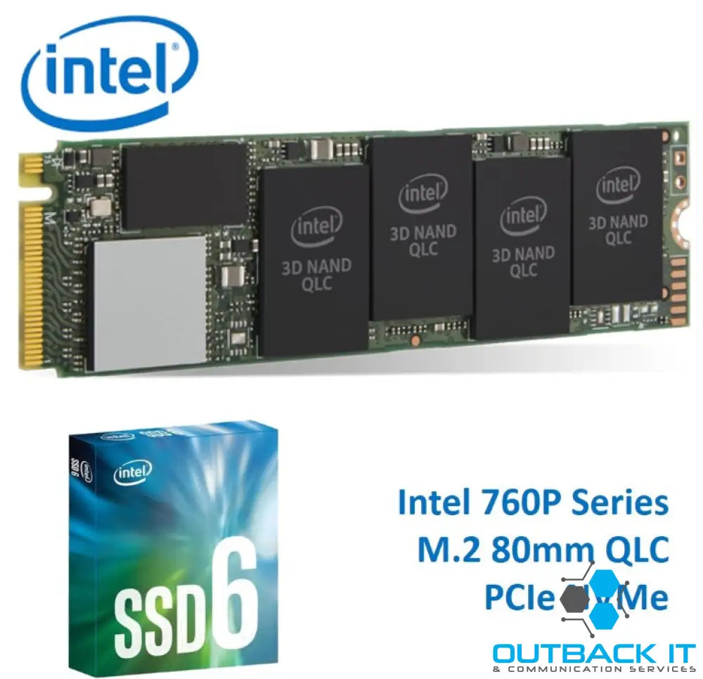 Intel 660P NVMe PCIe M.2 SSD 1TB 3D2 QLC 1800R/1800W MB/s 150K/220K IOPS 1.6M hrs MTBF Solid State Drive 5yrs Wty M.2