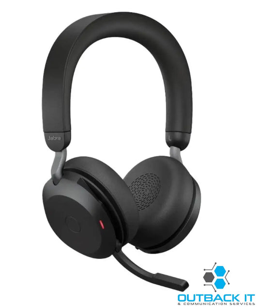 Jabra Evolve2 75 USB-A Link380a MS Stereo Black 8-Mic Technology 36 Hours Battery & Fast Charge Dual-Foam Tech Discreet