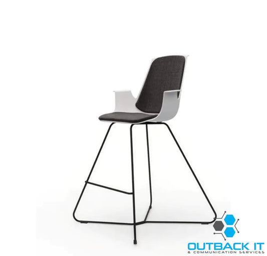 LDR VISIT High Chair For Vendor and Hot Desks Steel legs Modled ABS seat backrest and armrests with plush fabric