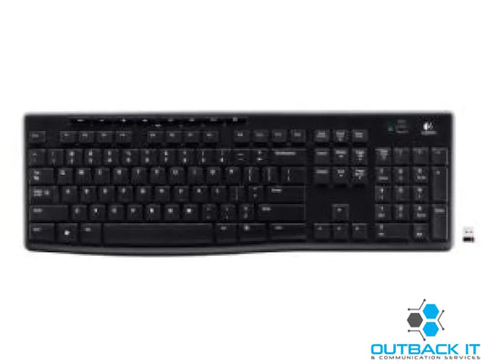 Logitech K270 2.4 GHz Wireless Full Size Keyboard 128-bit AES encryption 24-month battery life Spill resistant Durable