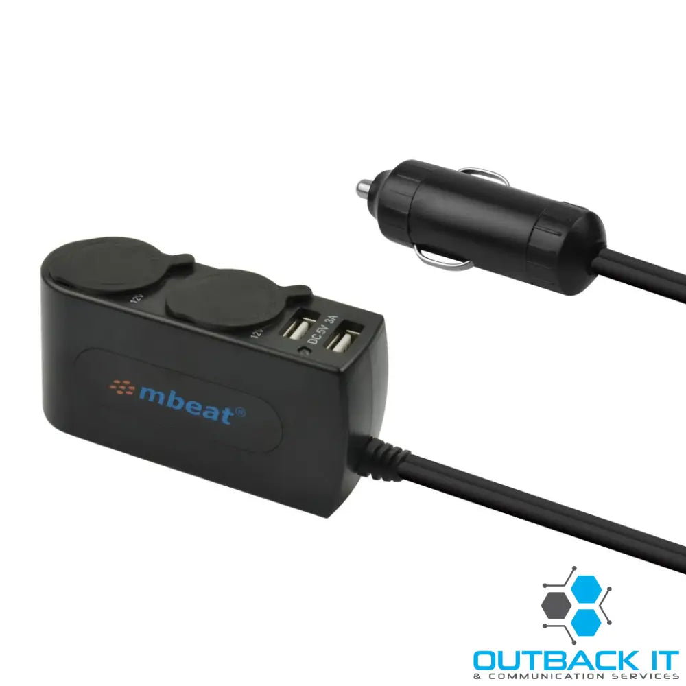 (LS)mbeat® 3A / 15W Dual Port USB and Dual Cigarette Lighter Car Charger - 2x USB/2x Cigarette Charger Expanders
