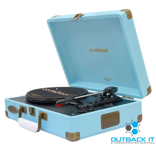 (LS)mbeat® Woodstock 2 Sky Blue Retro Turntable Player with BT Receiver & Transmitter Built-in Bluetooth receiver