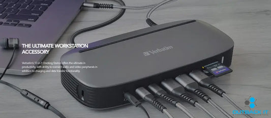 (LS)Verbatim 4K USB-C Triple Monitor Docking Station - 70W Power Delivery 13-in-1 2x HDMI 1x VGA 4K 3840x2160p 3x USB