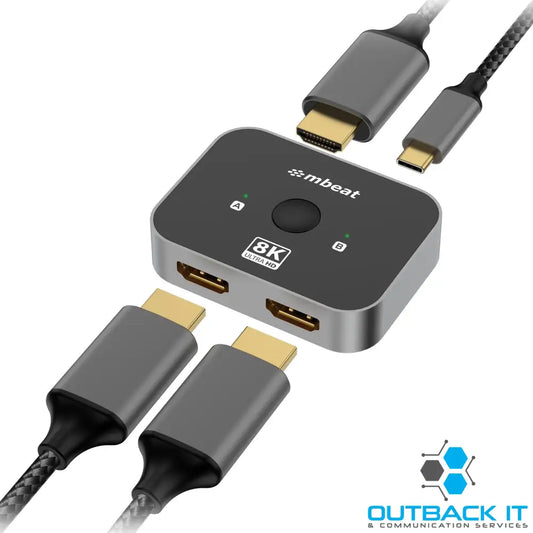 mbeat 8K Bi-directional HDMI 2.1 Switch 2 In 1 Out/1 In 2 Out 8K@60Hz resolution plug-and-play convenience USB-C power