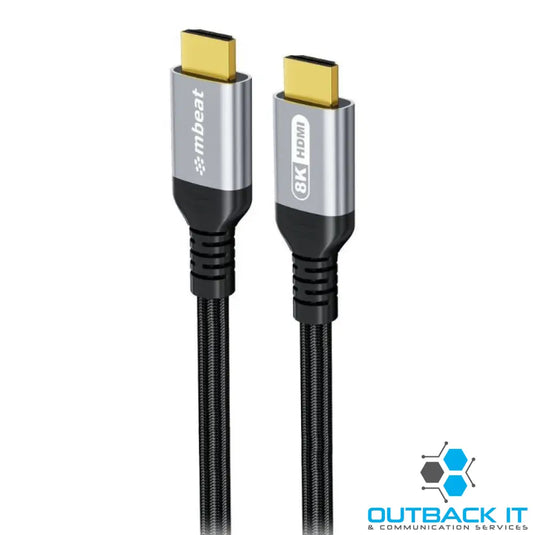 mbeat Tough Link 3m Certified 8K HDMI Cable - Space Grey HDMI 2.1 (male) to HDMI 2.1 (male) 48Gbps 51g USB Parallel &