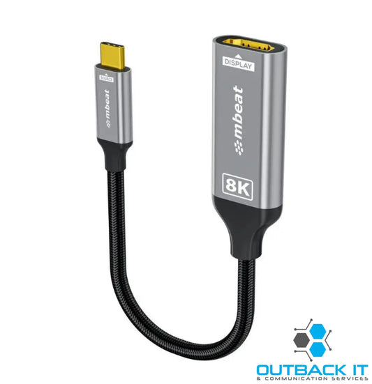 mbeat Tough Link 8K USB-C to HDMI Adapter - Space Grey Up to 48Gbps (HDMI 2.1) Up to 8K (7680 x 4320) @60Hz USB