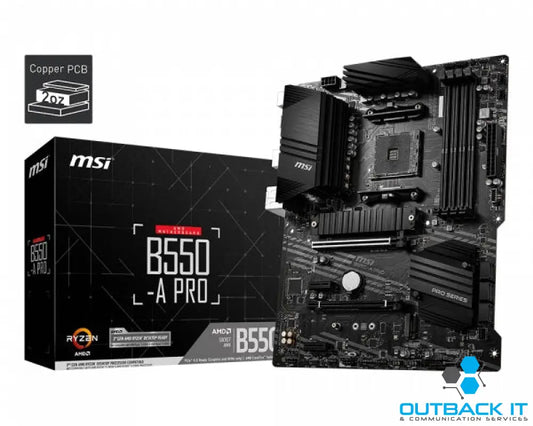 MSI B550-A PRO Motherboard AMD Ryzen AM4 4xDDR4 support up to 128GB 1xPCIe 4.0/3.0 x16slot 6xSATA 6Gb 2xUSBGen2