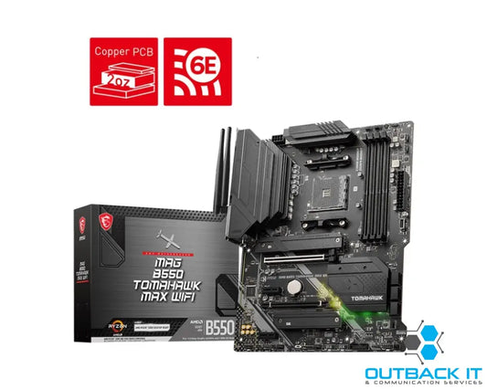 MSI MAG B550 TOMAHAWK MAX WIFI Motherboard AMD Ryzen AM4 4xDDR4-128GB 1xPCIe4.0 x16slots 2xPCIe3.0 x16slots 6xSATA 6Gb