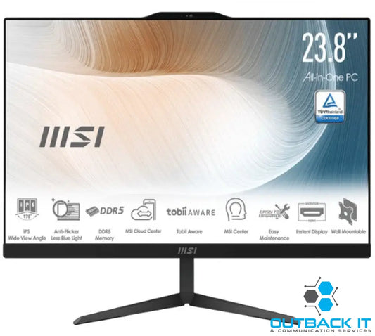 MSI Modern AM242P 1M-1832AU Black 23.8’ Non-Touch Core 7 150U/D5 64GB/1TB SSD/WiFi6/Webcam/Height Adjustable/Wired