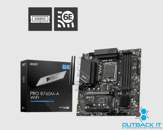 MSI PRO B760M A WIFI ATX Motherboard 4x DDR5~256GB 2x HDMI™ 2x PCI-E x 16 2x M.2 4x SATA 6x USB 2.0 1 USBx C Intel