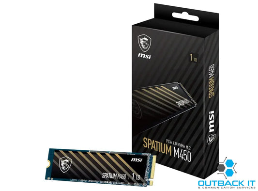 MSI SPATIUM M450 PCIe 4.0 NVMe M.2 1TB SSD Sequential Read up to 3600MB/s Sequential Write up to 3000MB/s 600 TBW 5