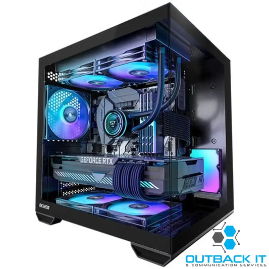OKINOS Mirage 4 mATX ARGB Case ARGB controller 4x ARGB Fans. Ultimate thermal Steel,2x USB3.0 1x3.2 Gen2 USB-C Black