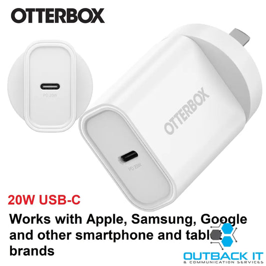 OtterBox 20W USB-C (Type I) PD Fast Wall Charger - White (78-81352) Compact Drop Tested,Safe & Smart Charging,Best for