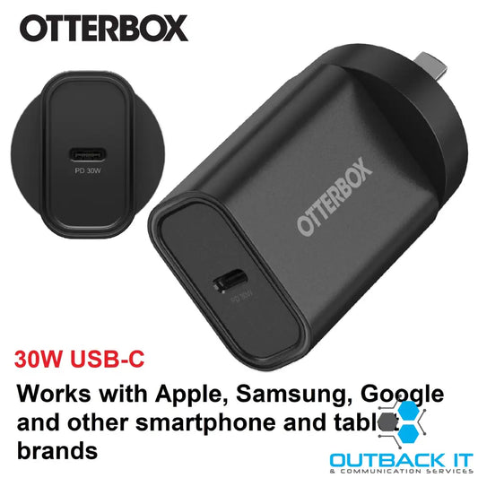 OtterBox 30W USB-C (Type I) PD Fast Wall Charger - Black (78-81351) Compact Drop Tested,Safe & Smart Charging,Best for