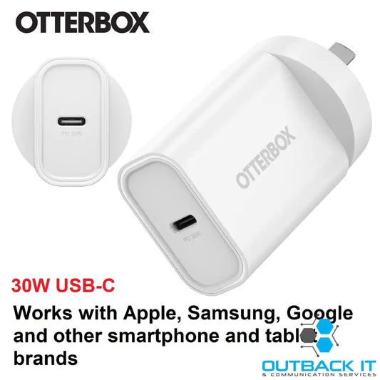 OtterBox 30W USB-C (Type I) PD Fast Wall Charger - White (78-81353) Compact Drop Tested,Safe & Smart Charging,Best for